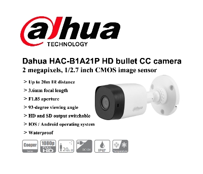 Picture of HAC-B1A21P Dahua 2MP HDCVI IR Bullet Camera CCTV Camera