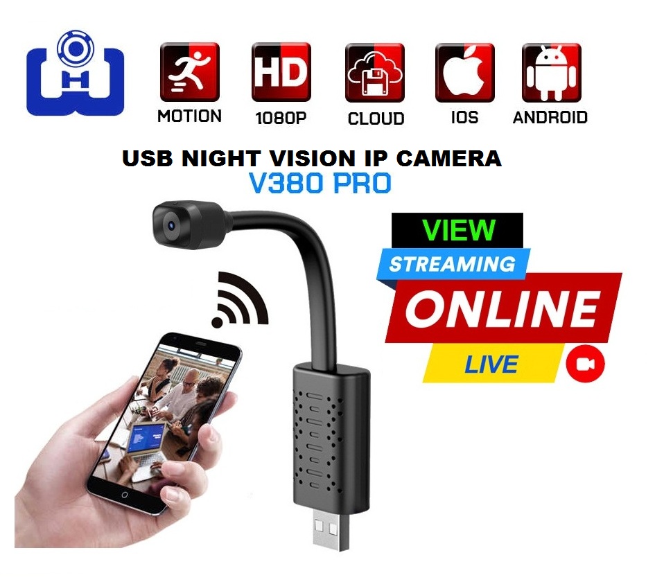 Picture of V380 Pro Night Vision IP CCTV Security Recorder App Control P2P USB Camera - Black