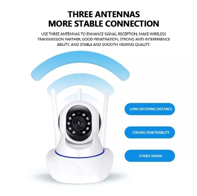 Picture of Wireless Security CCTV Camera PTZ Camera WiFi IP Camera V380/V380 Pro 3 Antenna 1080P HD Night Vision Home Monitor Live IP Camera 2MP - Wifi Camera - White,64GB