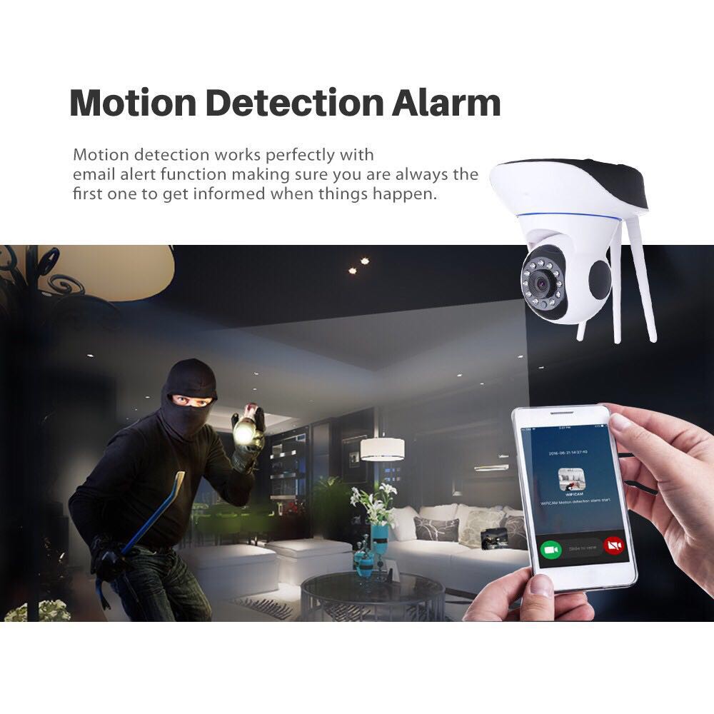 Picture of Wireless Security CCTV Camera PTZ Camera WiFi IP Camera V380/V380 Pro 3 Antenna 1080P HD Night Vision Home Monitor Live IP Camera 2MP - Wifi Camera - White,64GB