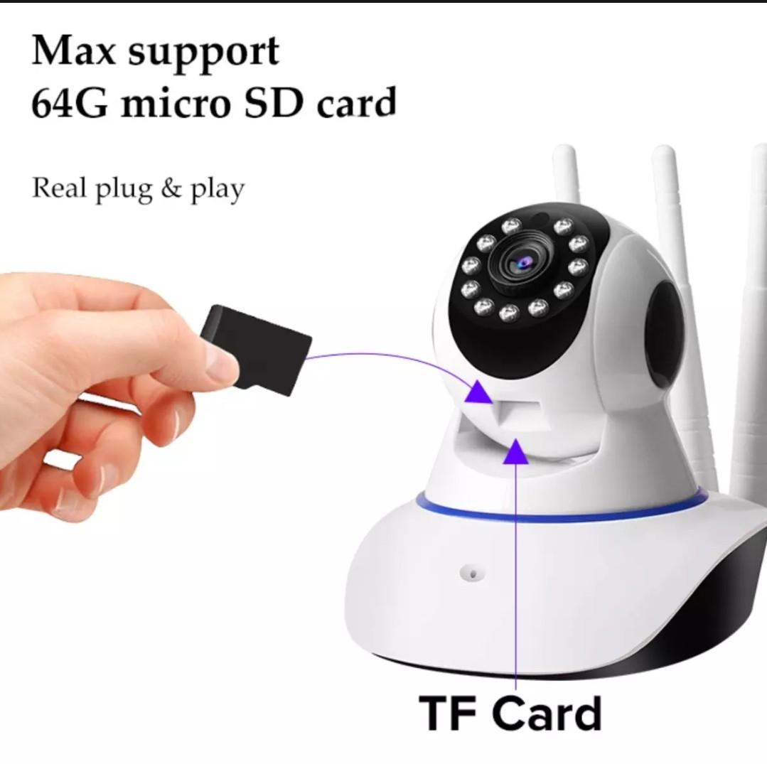 Picture of Wireless Security CCTV Camera PTZ Camera WiFi IP Camera V380/V380 Pro 3 Antenna 1080P HD Night Vision Home Monitor Live IP Camera 2MP - Wifi Camera - White,64GB