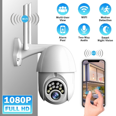 Picture of Full-color Night Vision IP Dome Camera Security Camera Ptz Camera Wifi Security Waterproof Outdoor Surveillance Camera V380 Pro Wi-Fi Motion Detection Smart Ptz Camera, HD 1080p Auto Tracking AI Camera - Wifi Camera - White,128GB