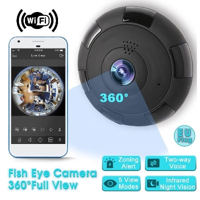 Picture of 360° panoramic Wifi IP Camera 5in1 view with Night Vision Fish-Eye CCTV Camera