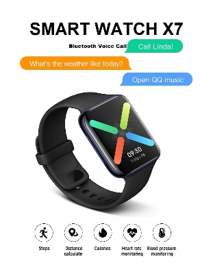 Picture of Smart Watch X7 Bluetooth Voice Call Music Playback Exercise Meter Step Heart Rate Fitpro App Support Make and Answer Call - Black
