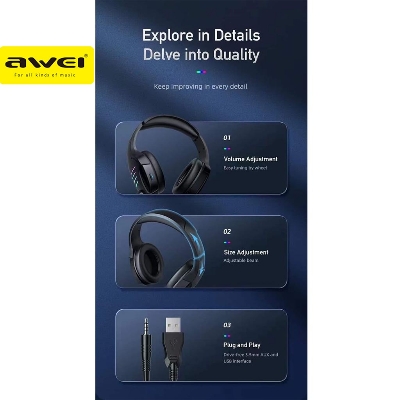 Picture of GM-5 Gaming Headset with Microphone 7.1 Surround Sound HIFI Stereo Wired Headphone 3.5mm USB A for PC Computer Laptop - Black