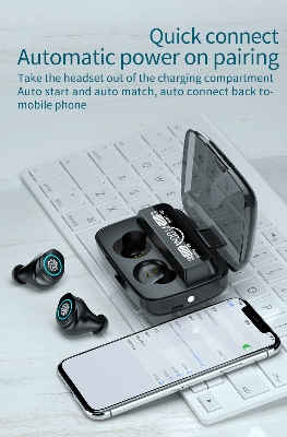 Picture of Bluetooth- 5.1 Earphones M17 Tws In Ear Earbuds With Mirror Charging Case - Bluetooth Headphone - Black