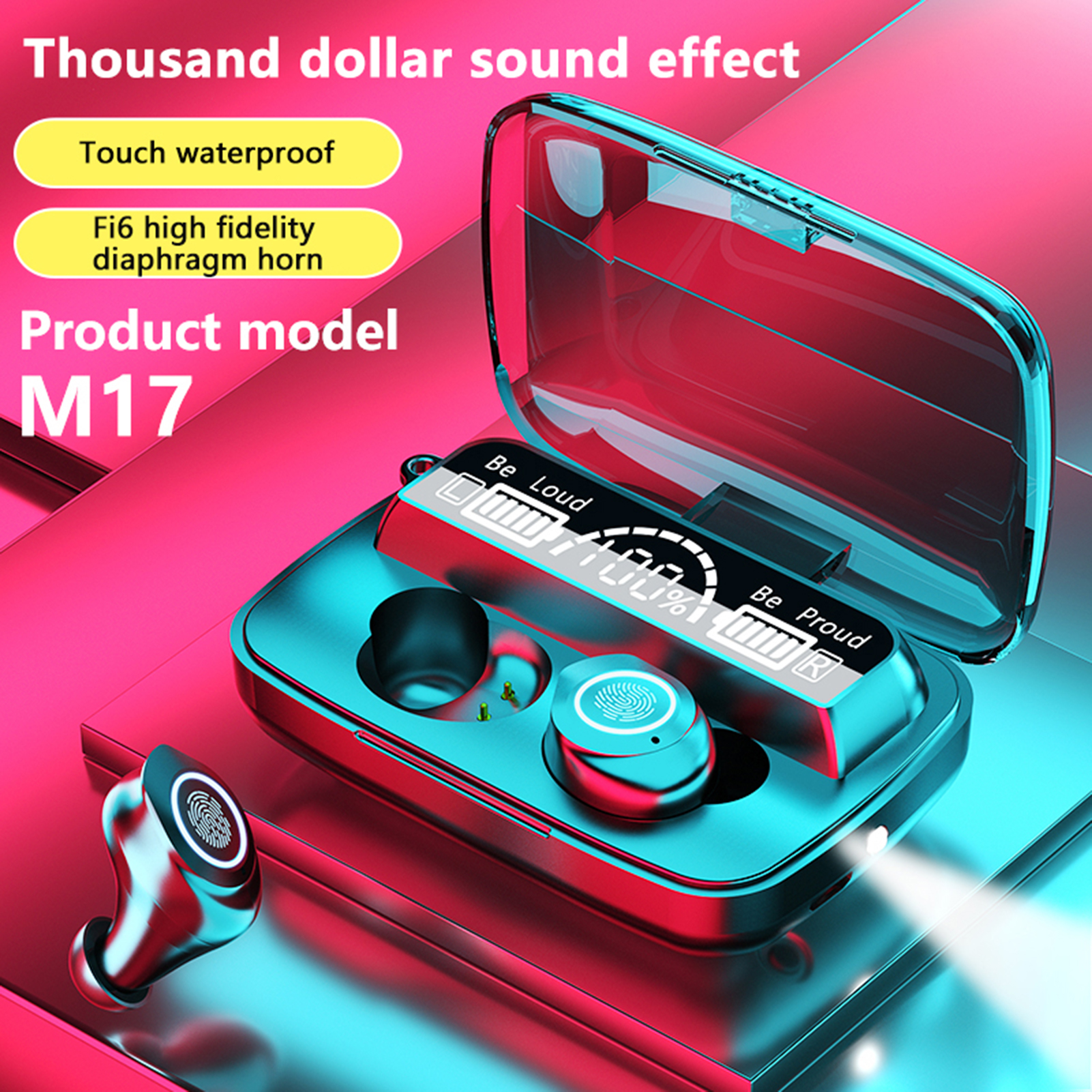 Picture of Bluetooth- 5.1 Earphones M17 Tws In Ear Earbuds With Mirror Charging Case - Bluetooth Headphone - Black