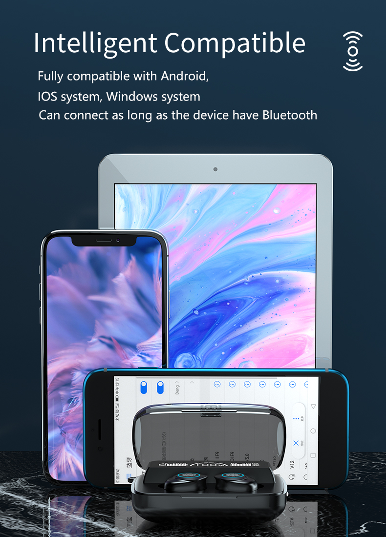 Picture of Bluetooth- 5.1 Earphones M17 Tws In Ear Earbuds With Mirror Charging Case - Bluetooth Headphone - Black