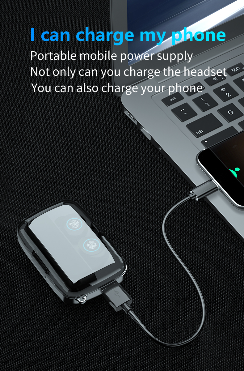 Picture of Bluetooth- 5.1 Earphones M17 Tws In Ear Earbuds With Mirror Charging Case - Bluetooth Headphone - Black