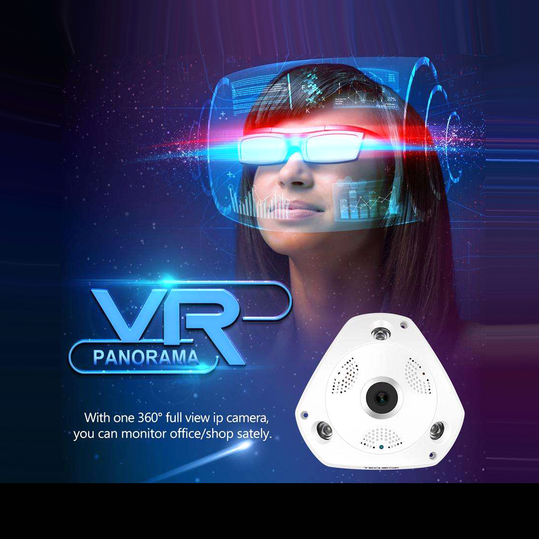 Picture of 1080P Panoramic V380 Pro 2.0MP Wifi Camera HD Vr Cam 360 Degrees Surveillance CCTV Security Camera -Ip Camera - Wifi Camera - White,64GB