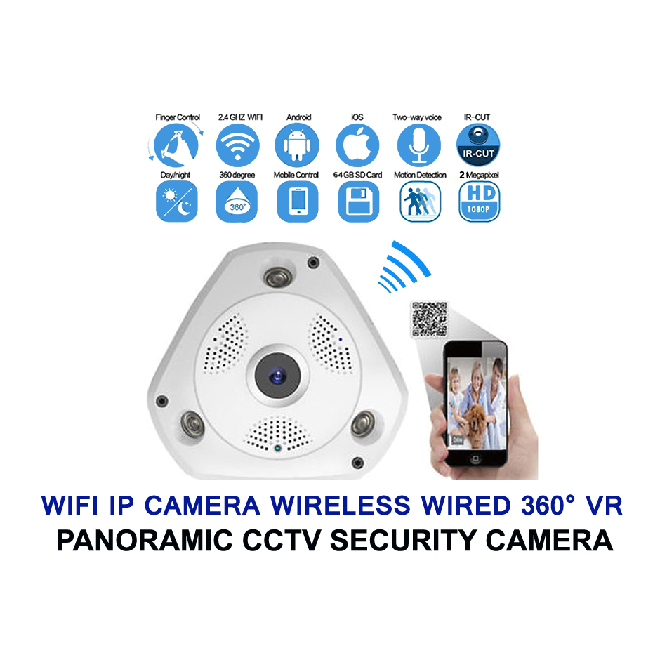 Picture of 1080P Panoramic V380 Pro 2.0MP Wifi Camera HD Vr Cam 360 Degrees Surveillance CCTV Security Camera -Ip Camera - Wifi Camera - White,64GB