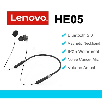 Picture of HE05 Bluetooth 5.0 Headphone Stereo Headset with Mic Magnetic Neckband - Black
