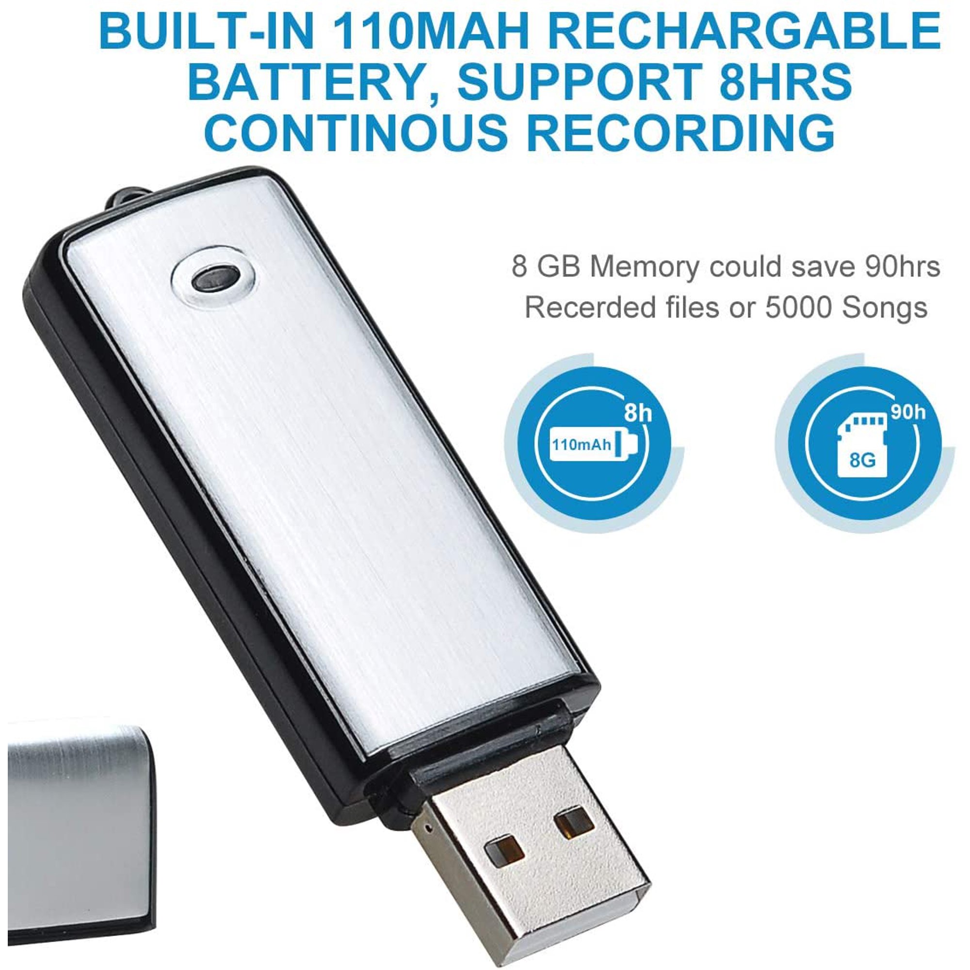Picture of Voice Recorder Built-in 8GB Memory - Black