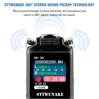 Picture of Professional Digital Voice Recorder - 1536KBPS Activated Voice Recorder with Playback, Noise Cancelling Digital Recorder, Portable Audio Recorder for Meeting, Interview, Lecturers - Black