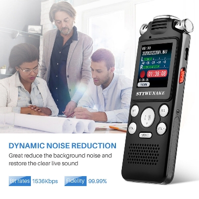 Picture of Professional Digital Voice Recorder - 1536KBPS Activated Voice Recorder with Playback, Noise Cancelling Digital Recorder, Portable Audio Recorder for Meeting, Interview, Lecturers - Black