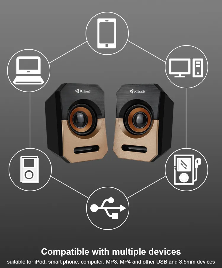 Picture of Usb 2.0 Mini Multimedia Speakers kisonli A606 - Black