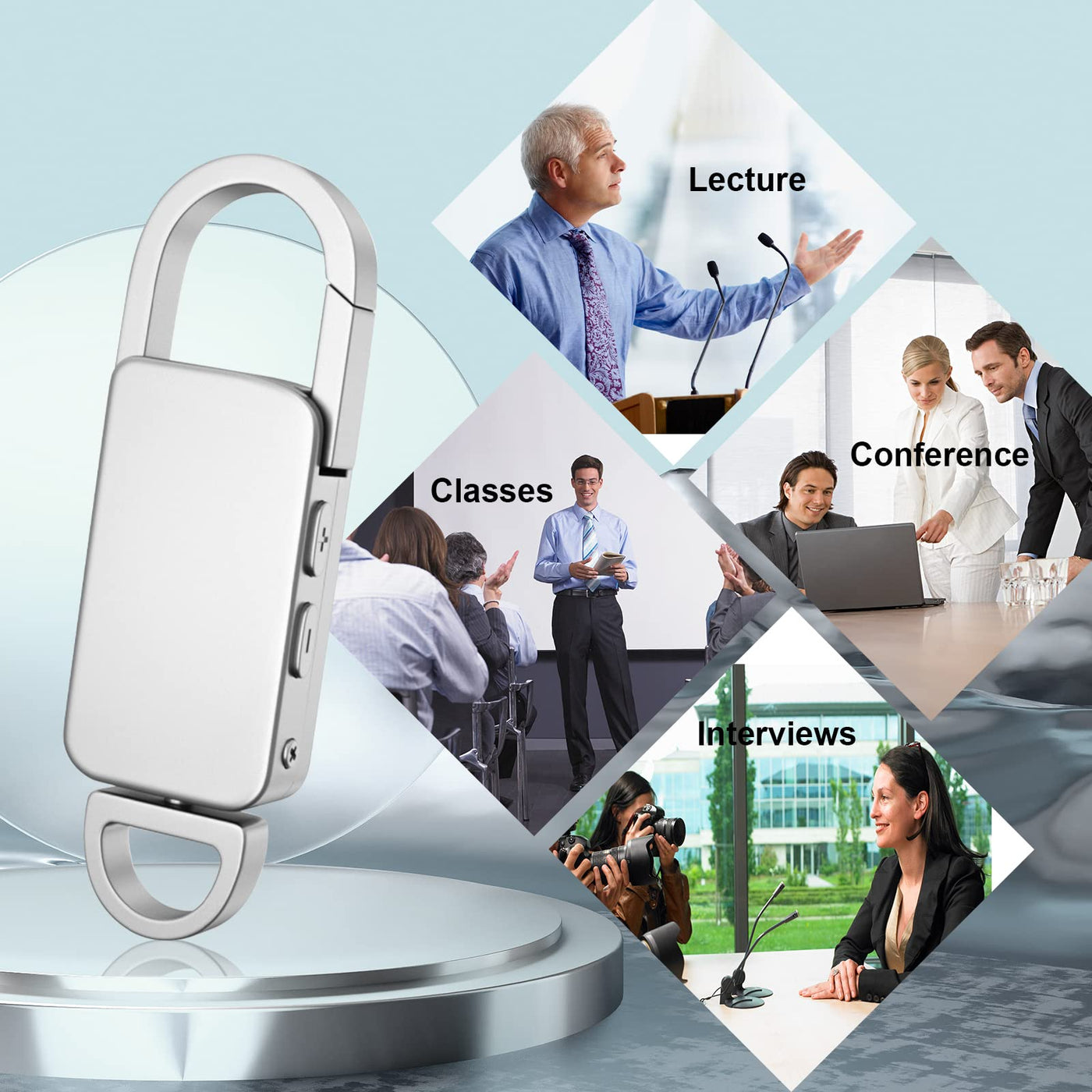 Picture of Digital Voice Recorder with Portable MP3 Player 8GB Built-in Memory - Silver