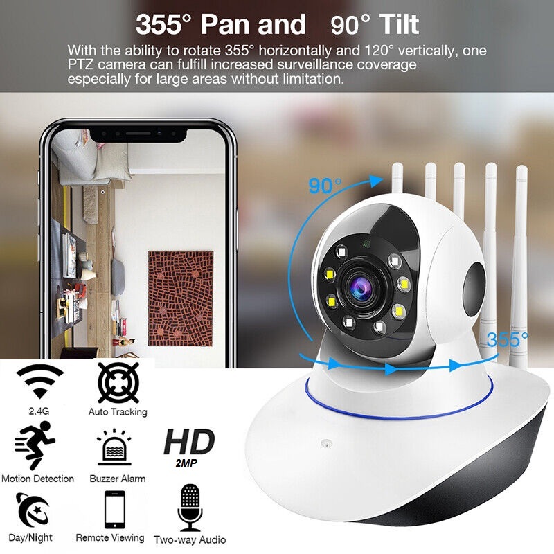Picture of V380 Five Antenna 1080P 2MP WiFi IP Camera Two Way Audio Smart PTZ Camera - Multicolor,64GB