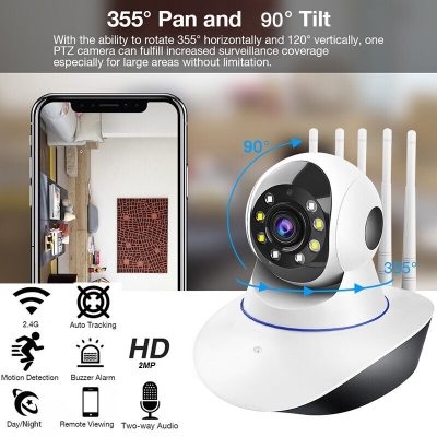 Picture of V380 Five Antenna 1080P 2MP WiFi IP Camera Two Way Audio Smart PTZ Camera - Multicolor,64GB