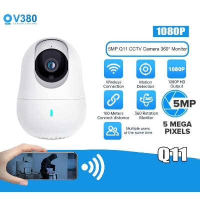 Picture of V380 Q11 Smart Home Camera 5 MP FHD video Wide-Angle View Night Vision IP Security CCTV Camera