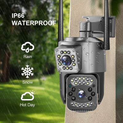 Picture of V380 Pro Smart Home Auto Tracking Waterproof Outdoor Wireless WIFI IP Camera Dual Lens Security Camera - Black,128GB