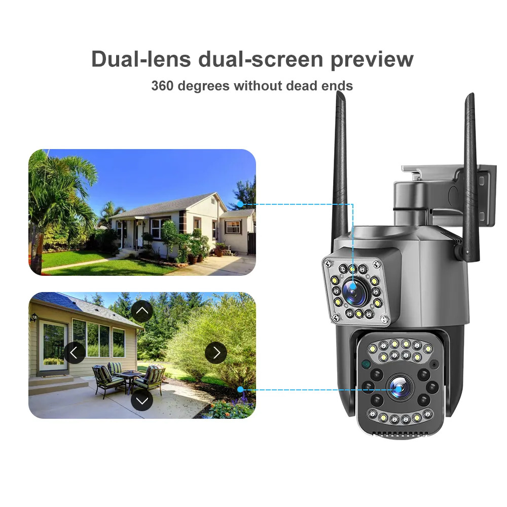 Picture of V380 Pro Smart Home Auto Tracking Waterproof Outdoor Wireless WIFI IP Camera Dual Lens Security Camera - Black,128GB