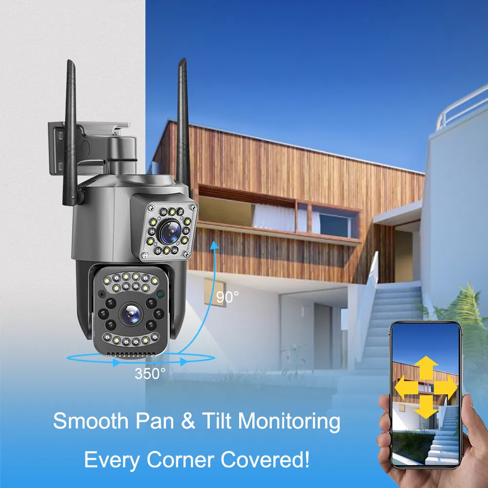 Picture of V380 Pro Smart Home Auto Tracking Waterproof Outdoor Wireless WIFI IP Camera Dual Lens Security Camera - Black,128GB