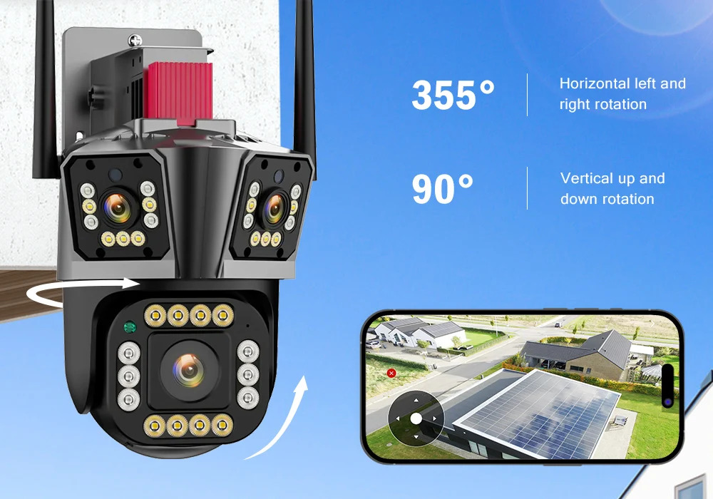 Picture of 3 Lance PTZ IP Camera 3MP CCTV Surveillance Security Camera V380 Pro - Black,128GB