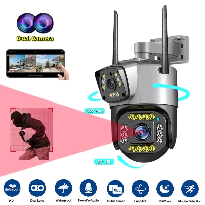 Picture of Outdoor Waterproof Wireless WIFI IP Camera Dual Lens Security Camera V380 Pro Smart Home Auto Tracking CCTV Camera