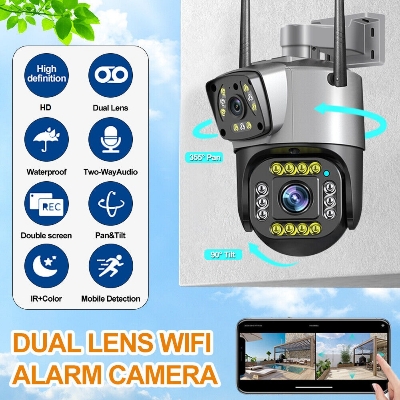 Picture of Outdoor Waterproof Wireless WIFI IP Camera Dual Lens Security Camera V380 Pro Smart Home Auto Tracking CCTV Camera
