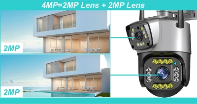 Picture of Outdoor Waterproof Wireless WIFI IP Camera Dual Lens Security Camera V380 Pro Smart Home Auto Tracking CCTV Camera