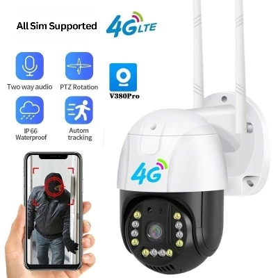 Picture of V380 Pro 4G Sim Supported IP Camera Full HD Outdoor Wireless PTZ Security Camera Night Vision Auto Tracking Two Way Voice - Multicolor