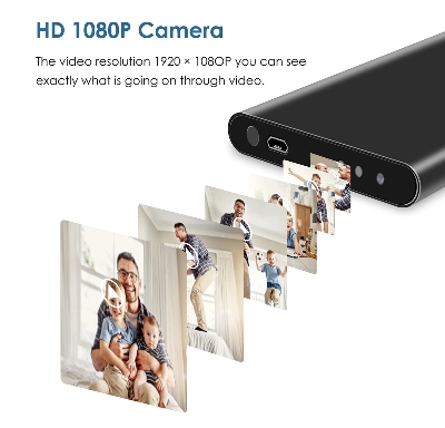 Picture of Digital Recorder 1080p Full HD Camera Power Bank 5000mAh H2 Power Bank Camera Audio Video Recorder Security Camera - Black