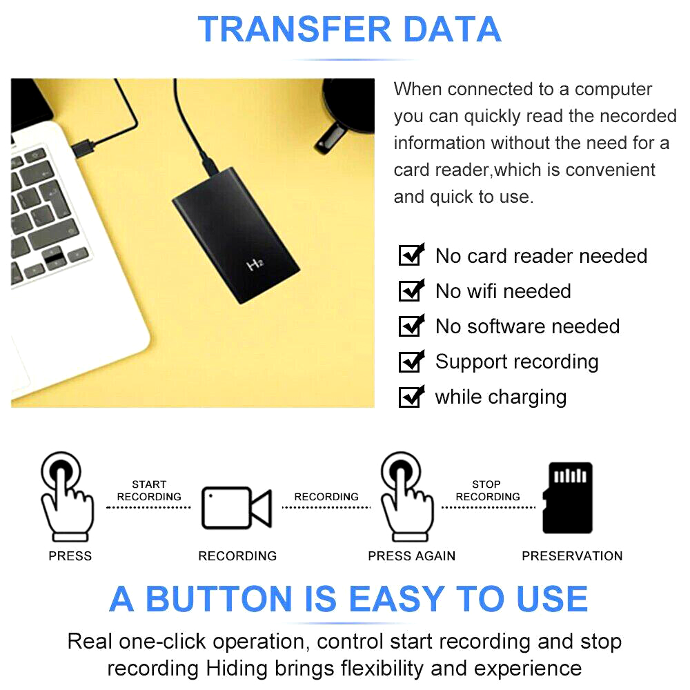 Picture of Digital Recorder 1080p Full HD Camera Power Bank 5000mAh H2 Power Bank Camera Audio Video Recorder Security Camera - Black