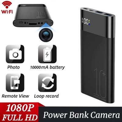 Picture of Power Bank Camera 10000 mAh 1080P Cameras for Home Security with Night Vision/Free APP/Remote Control-Portable Security Camera - Black