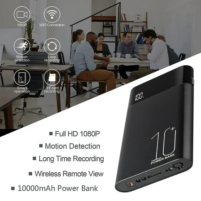 Picture of Power Bank Camera 10000 mAh 1080P Cameras for Home Security with Night Vision/Free APP/Remote Control-Portable Security Camera - Black