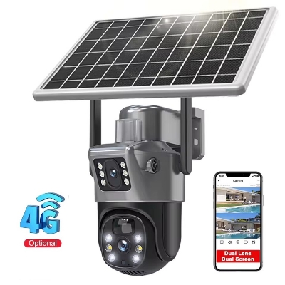 Picture of 4G Sim-Supported Dual Lens Solar Battery Backup PTZ IP Camera V380 PRO 10X Optical Zoom, Waterproof, Two-Way Audio, Motion Detection