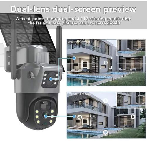 Picture of 4G Sim-Supported Dual Lens Solar Battery Backup PTZ IP Camera V380 PRO 10X Optical Zoom, Waterproof, Two-Way Audio, Motion Detection