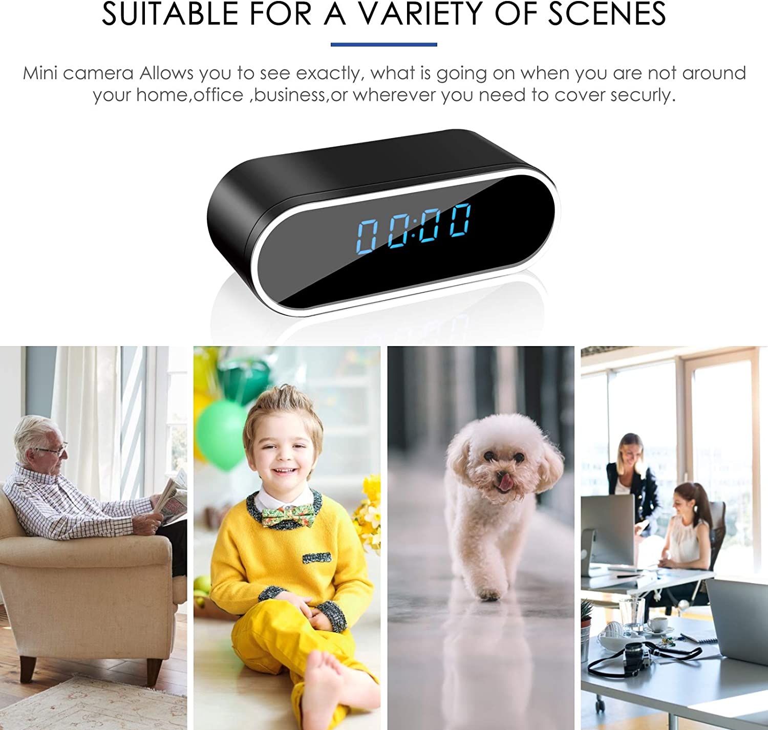 Picture of Full HD 1080P Digital Clock Video Camera Mini DV DVR Wifi Clock Camera WIFI Control Concealed IR Night View Alarm Camcorder