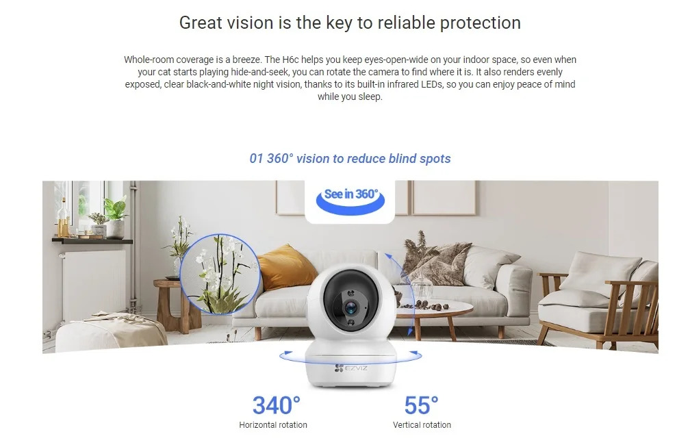Picture of Hikvision EZVIZ CS-H6C / H6c Pro 360° Pan & Tilt Smart Home Security Camera