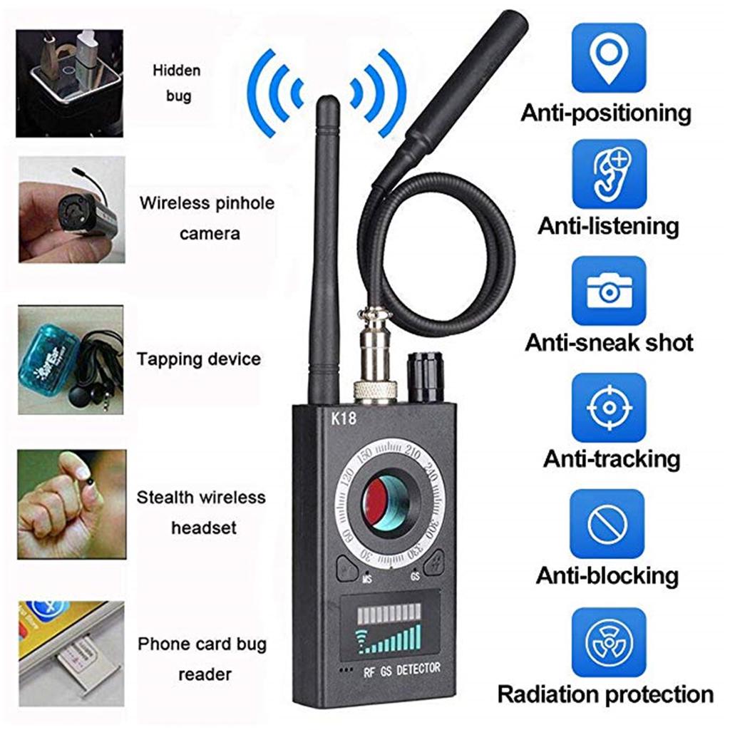 Picture of K18 Multi-function Anti Detector Bug ni Audio Finder Detect Wireless Camera GSM Tracking Device RF Signal Scanner - Black