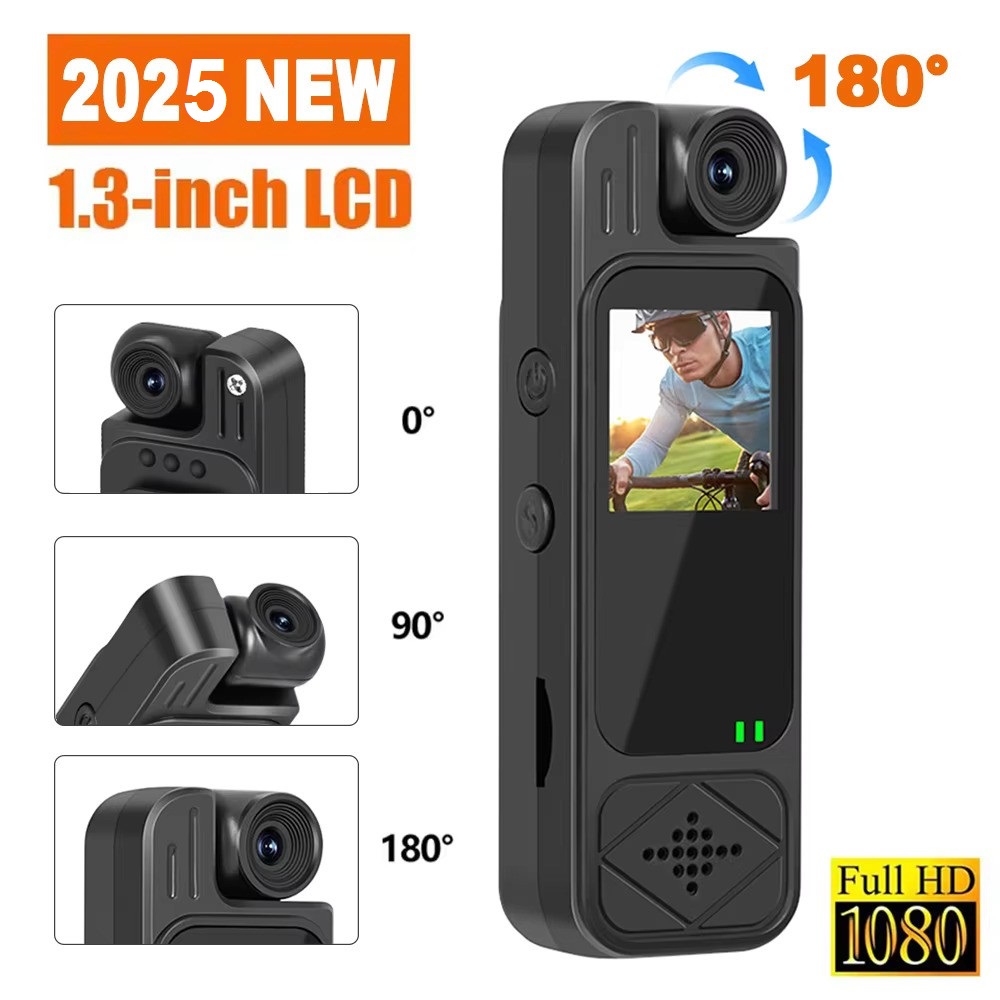 Picture of Portable Clip-On Camera 1080P HD Sports Camera Rotatable Night Vision Digital Video Recorder 1.3 inch Police Camera - Black