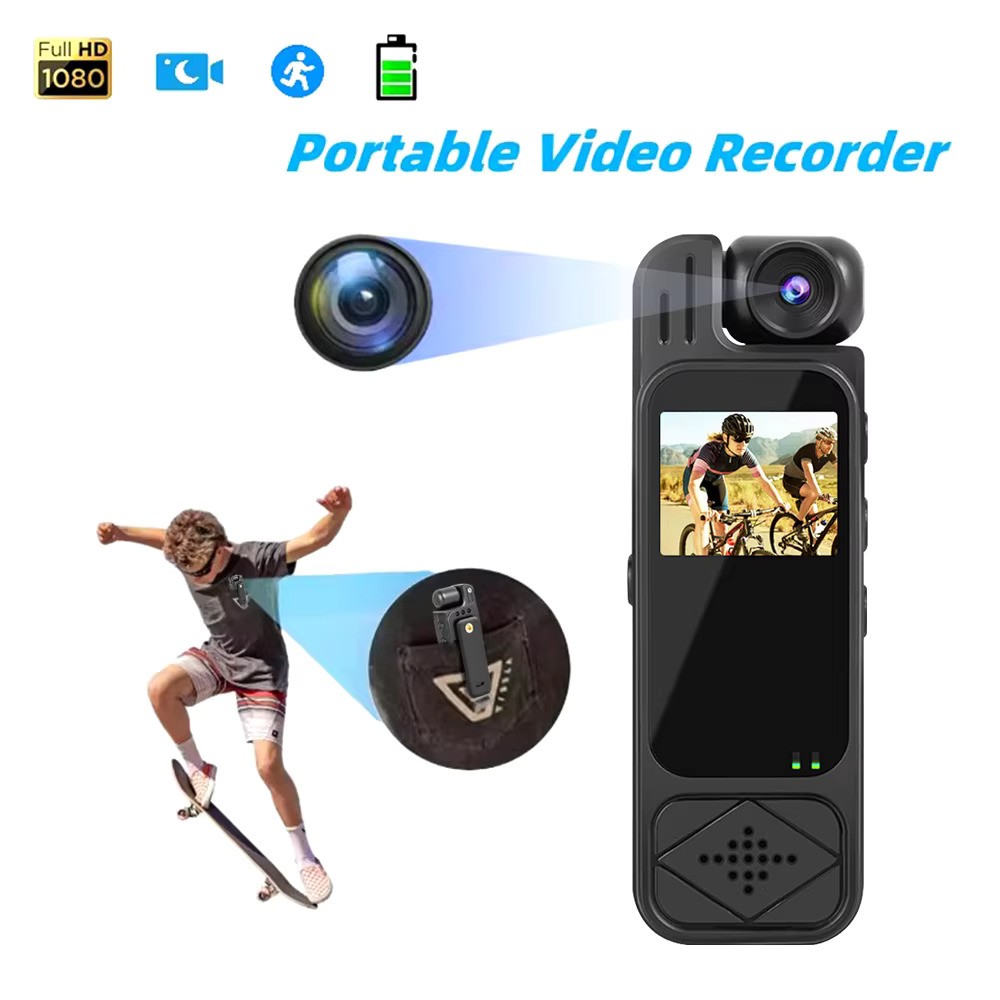Picture of Portable Clip-On Camera 1080P HD Sports Camera Rotatable Night Vision Digital Video Recorder 1.3 inch Police Camera - Black