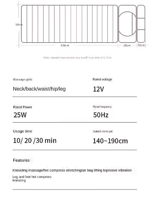 Picture of Full Body Massager Electric Infrared Massage Mattress Air Pad Roller Electric Full Body Airbag Vibration Stretching Pressure Massage Mat - Multicolor