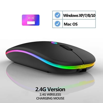 Picture of RGB Bluetooth Mouse, W10 Wireless Rechargeable Slim Wireless Mouse Gaming Mouse for Laptop PC