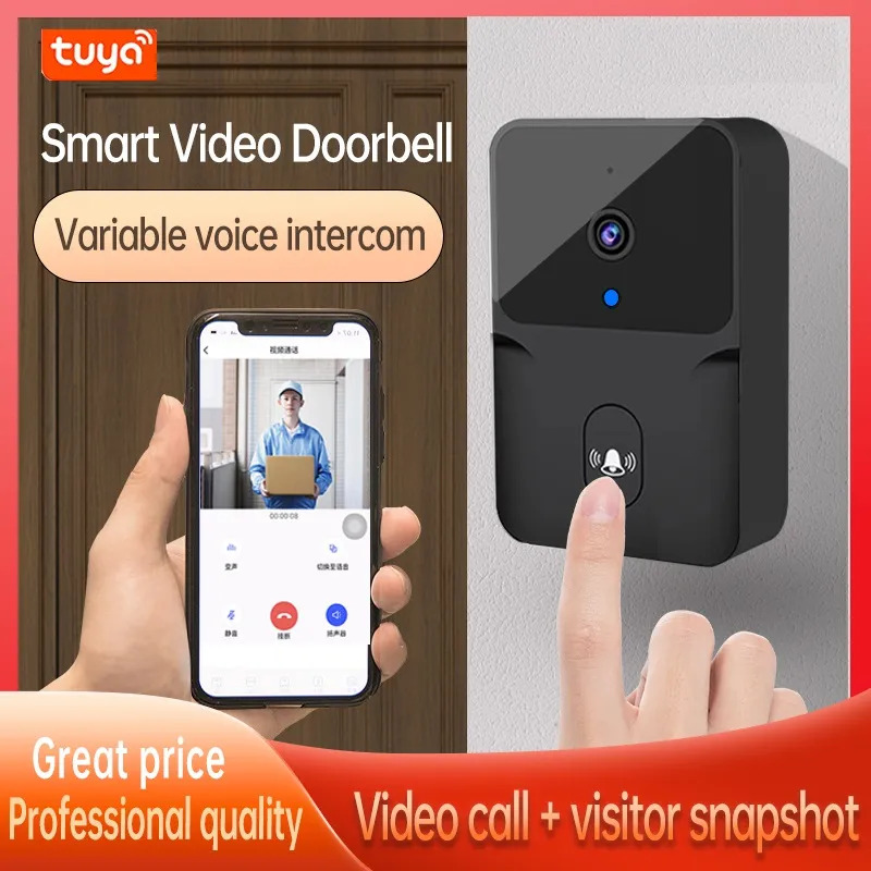Picture of Tuya Smart WiFi Doorbell Camera Wireless Video Doorbell with Digital Visual Intercom, Night Vision, and Home Security Features Doorbell Camera For IOS Android Phone Smart Home Outdoor Monitor