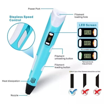 Picture of 3D Printing Pen with PLA Filament DIY Drawing Pen for Kids 3D Pen Creative Gift for Children, Birthday Gift, - Multicolor