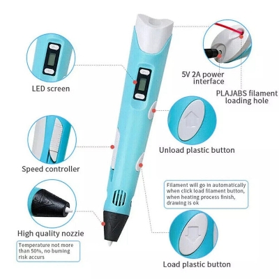 Picture of 3D Printing Pen with PLA Filament DIY Drawing Pen for Kids 3D Pen Creative Gift for Children, Birthday Gift, - Multicolor