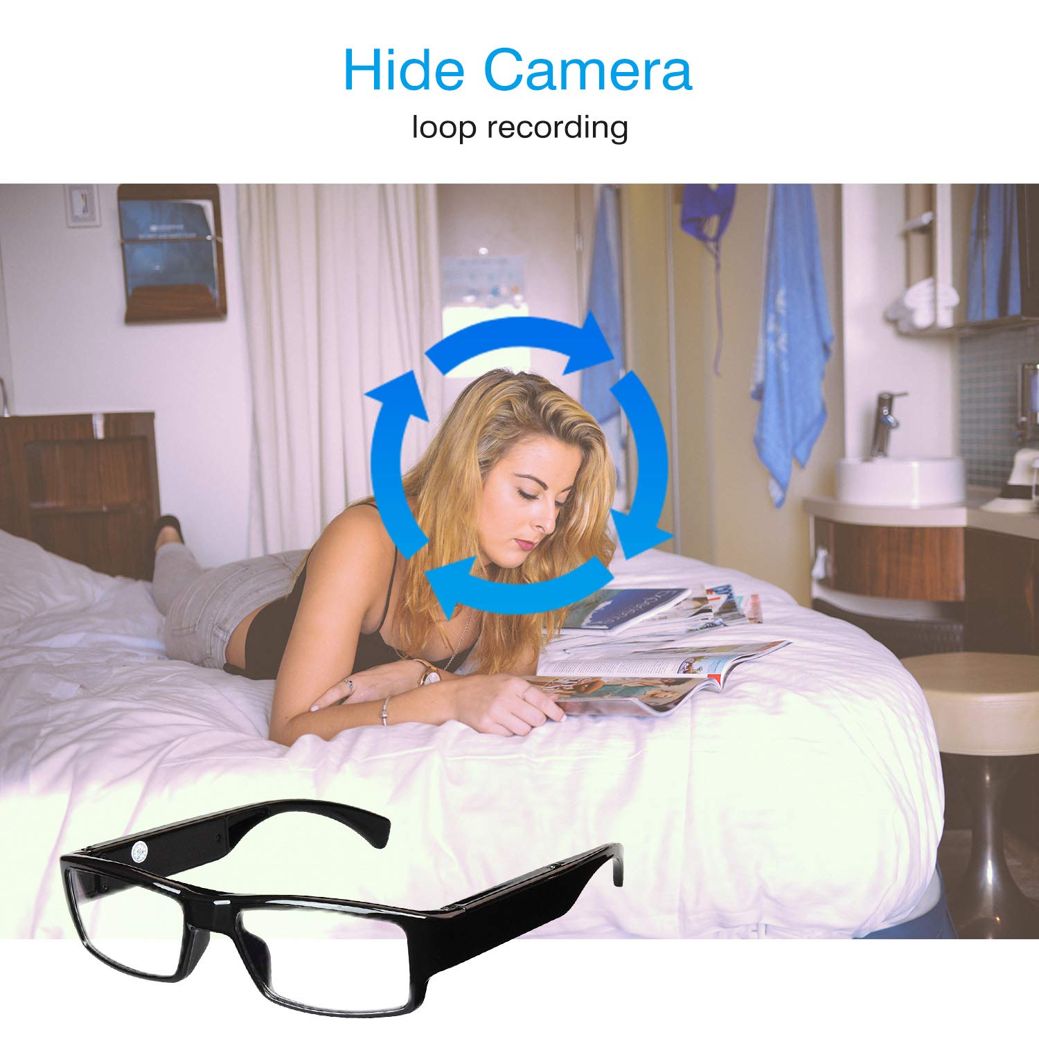 Picture of Smart Glasses with Camera HD Camera Glasses Eyewear glass Cameras Audio Video Recording Traveler Glasses Camera - Black