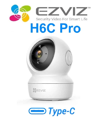 Picture of EZVIZ H6c Pro 2MP Type-C PTZ Pan & Tilt Smart Home Camera WIFI IP Camera, Full HD 1080P 360° Visual Coverage IP Security Camera Voice Talk Two-Way IP Security Cameras Supports microSD card (Up to 256 GB) EZVIZ Official
